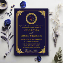 Quadro Clássico Dourado Monograma Real Casamento