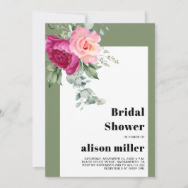 Convites Quadro com chá de panela de eucalipto e rosas rosa