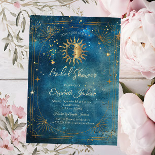 Convites Quadro da Lua Celestial Azul Chá de Noiva