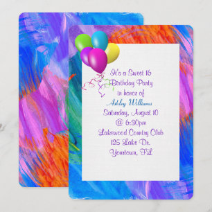 Convites Quadro de Abstrato de pintura para com balões de 