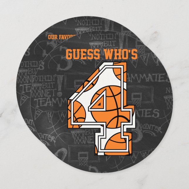 Convites Quadro de Basquete 4º Festa de Aniversário (Frente/Verso)