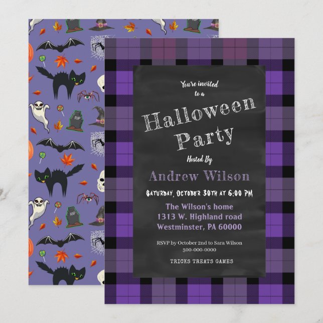 Convites Quadro De Capa De Halloween Bonito E Spooky (Frente/Verso)