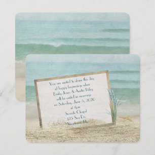 Convites Quadro de Casamento de Praia em Areia