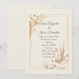 Convites Quadro de Casamento Floral Suave