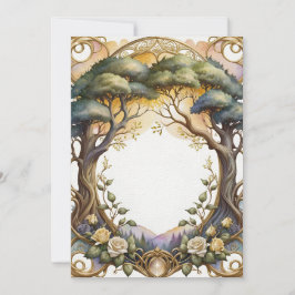 Convites quadro de casamento ouro e flores mágicas