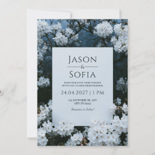 Convites Quadro de Cerejeira em Flor à Meia-Noite Casamento
