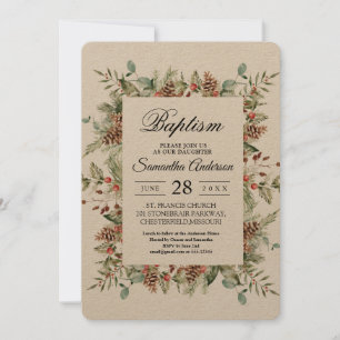 Convites Quadro de Cone Verde de Pinheiro Kraft Winter