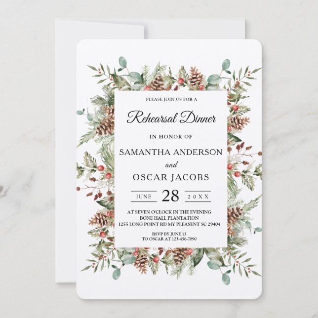 Convites Quadro de Cone Verde-Pinheiro (Frente)