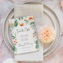 Convites Quadro de Flores Selvagens Verdes Salvar a Data Co