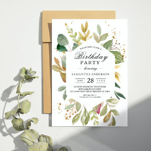 Convites Quadro de Folha Verde Moderno em Watercolor