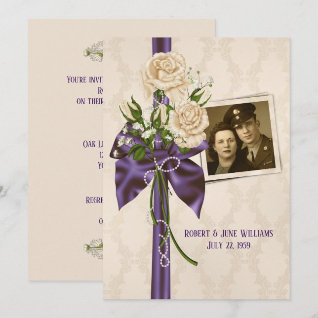 Convites quadro de foto de aniversário de casamento (Frente/Verso)
