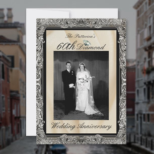 Convites Quadro de Foto de Aniversário de Casamento de 60 A