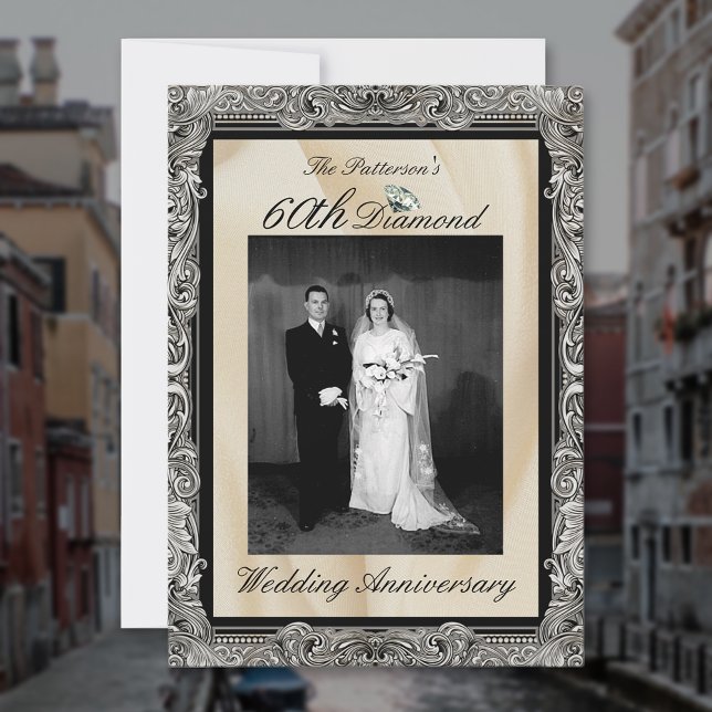 Convites Quadro de Foto de Aniversário de Casamento de 60 A (Criador carregado)