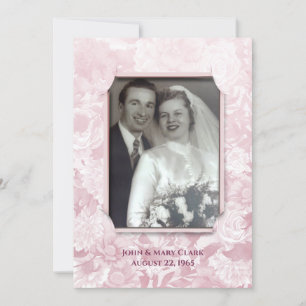 Convites quadro de foto de aniversário floral rosa