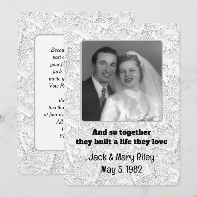 Convites Quadro de Fotografia de Renovação de Vow de Casame (Frente/Verso)