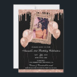 Convites Quadro de Fotografias com Discagem de Lixo Glitter<br><div class="desc">Este Convite à Imagem de Fotografia de Unidade de Disco com Lixo Glitter,  Dourado e Preto,  é perfeito para aniversários,  bachelorette,  chás e muito mais! A design divertida é quem vai abraçar seus hóspedes!</div>