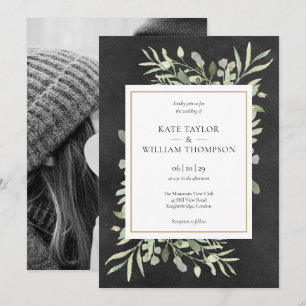 Convites Quadro de Giz Dourado Geométrico Fotografia Casame