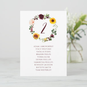 Convites Quadro de Gráficos Sentados Número Casamento Queda
