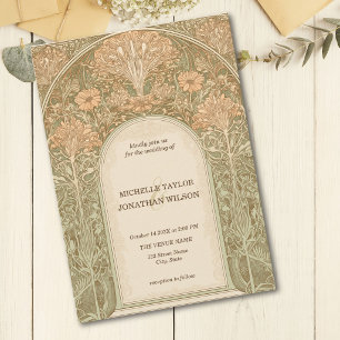 Convites Quadro de Jardim Botânico Art Nouveau Vintage Retr