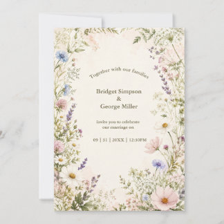Convites Quadro de Jardim de Casamento de Flores Silvestres