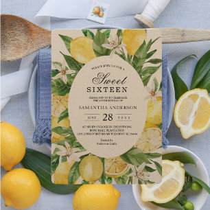 Convites Quadro de Lemons Amarelos de Kraft Vintage