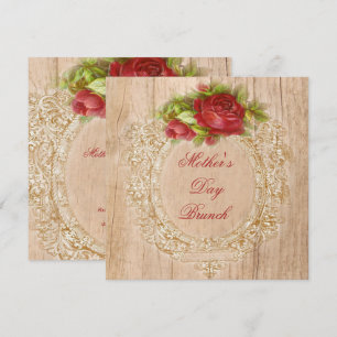 Convites Quadro de madeira da rosa vermelha da refeição