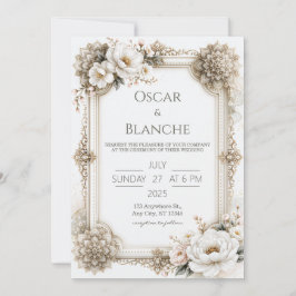 Convites Quadro de Mandala Floral Marfim Casamento