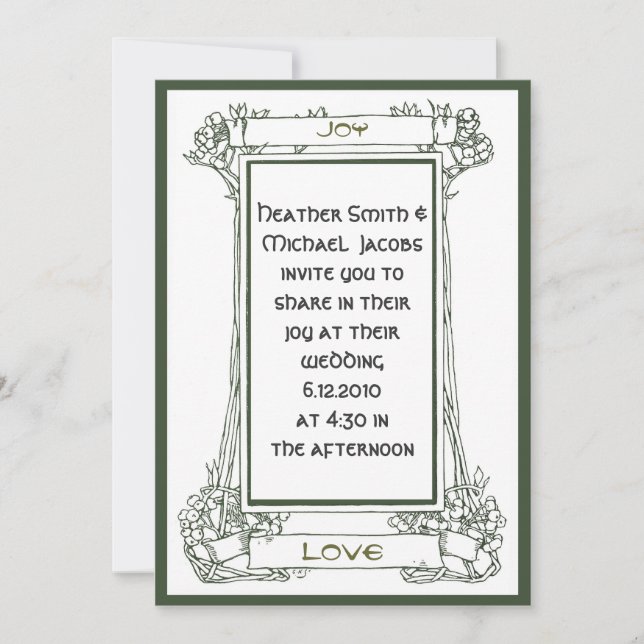 Convites Quadro de Nouveau da arte com videiras e bagas no (Frente)