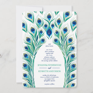 Convites Quadro de Olhos de Peacock Casamento Monograma