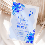 Convites Quadro de onda azul quente Boho floral Sweet 16<br><div class="desc">Doce 16 planejando ficou muito mais bonita com nosso convite de aniversário de boho floral. Prepare-se para celebrar em estilo! Nossos doces dezesseis recursos de convite pintaram manualmente buquês florais azuis e arrojados com cor d'água com peonias e rosas, com uma fonte moderna de pincel em um quadro ondulante e...</div>