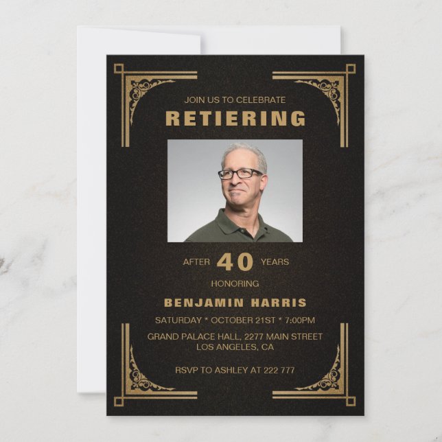 Convites Quadro de Ouro de Fotografias Personalizado (Frente)