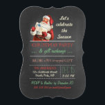 Convites Quadro de Papais noeis de Vintage com Troca de Pre<br><div class="desc">festa de troca de presentes de Natal, Natal vintage com presente/presente, estilo de quadro, papai noel terno/chapéu/barba branca, comemorar a temporada, modelo de festas de festas, cores retrô vermelho/verde/bege, design festivo/divertido/simples, ilustração/imagem/colagem digital, inspiração/estilo/aparência/visual, modelo de texto totalmente personalizável, diagonal/branca padrão listrado. design de festa de troca de presente divertida com...</div>
