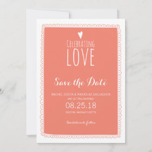 Convites Quadro de Portas Whimsical Cor-de-Rosa Coral Salve