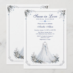 Convites Quadro de Prata Snow in Love Noivado de Inverno