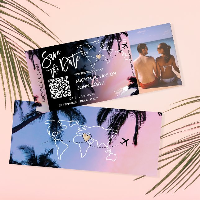 Convites Quadro de QR Code Salve o Dia de Embarque Palm Bea (Criador carregado)
