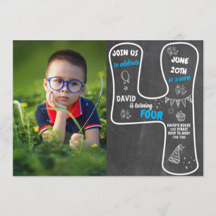 Convites Quadro de referência do 4.º aniversário com nú