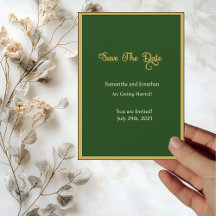 Quadro de Script Dourado Elegante Verde salvar o c