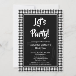 Convites Quadro de verificação aniversário de 30 anos preto