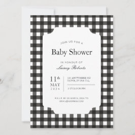 Convites Quadro de verificação de Xadrez Gingham preto-e-br