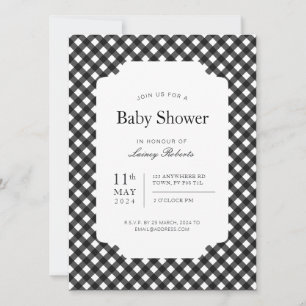 Convites Quadro de verificação de Xadrez Gingham preto-e-br