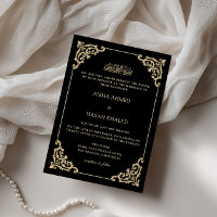 Quadro Dourado Barroco Casamento Muçulmano Negro R