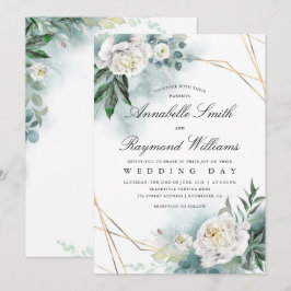 Convites Quadro Dourado de Florestas Brancas | Casamento de