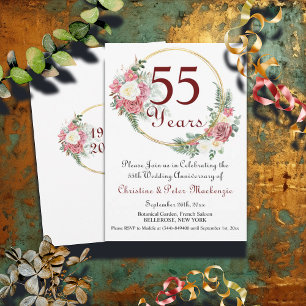 Convites Quadro Dourado dos Rosas de aniversário do casamen