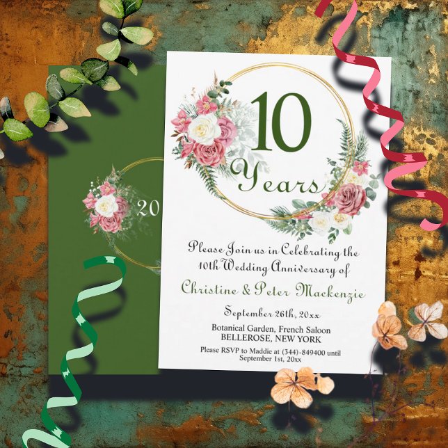 Convites Quadro Dourado dos Rosas do Casamento de 10 Tin (Criador carregado)