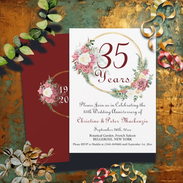 Convites Quadro Dourado dos Rosas do Casamento de Coral (Criador carregado)