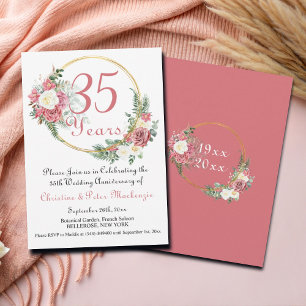 Convites Quadro Dourado dos Rosas do Casamento de Coral