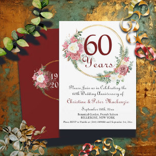 Convites Quadro Dourado dos Rosas do Casamento de Diamante