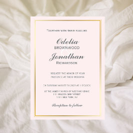 Convites Quadro Dourado Elegante Simples e Casamento Rosa