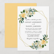 Quadro Dourado Floral Amarelo Amarelo de Aquarela 