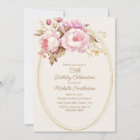 Quadro Dourado Floral Aquarela Rosa Aniversário de